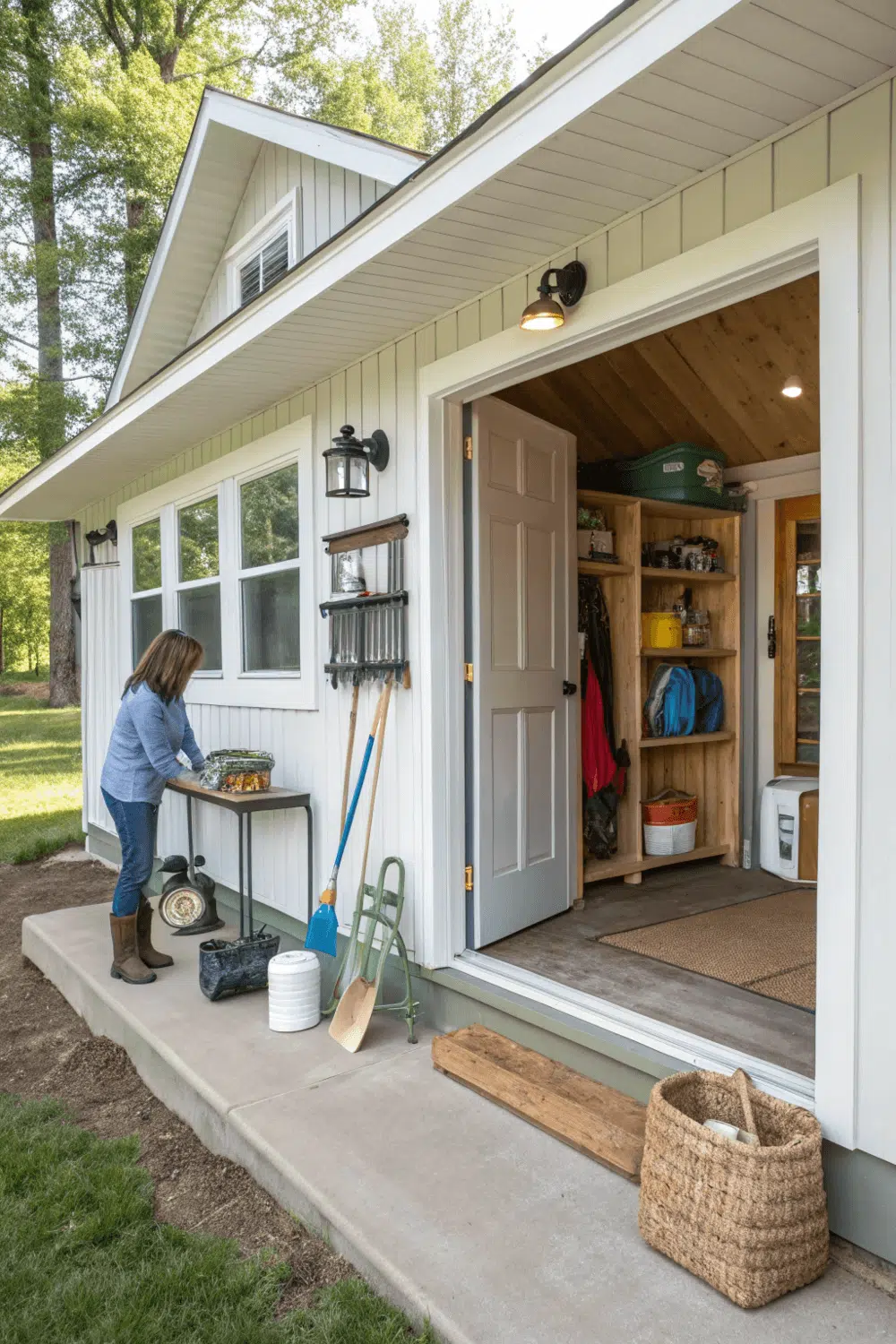 cleaning supplies, tools, or seasonal items. 