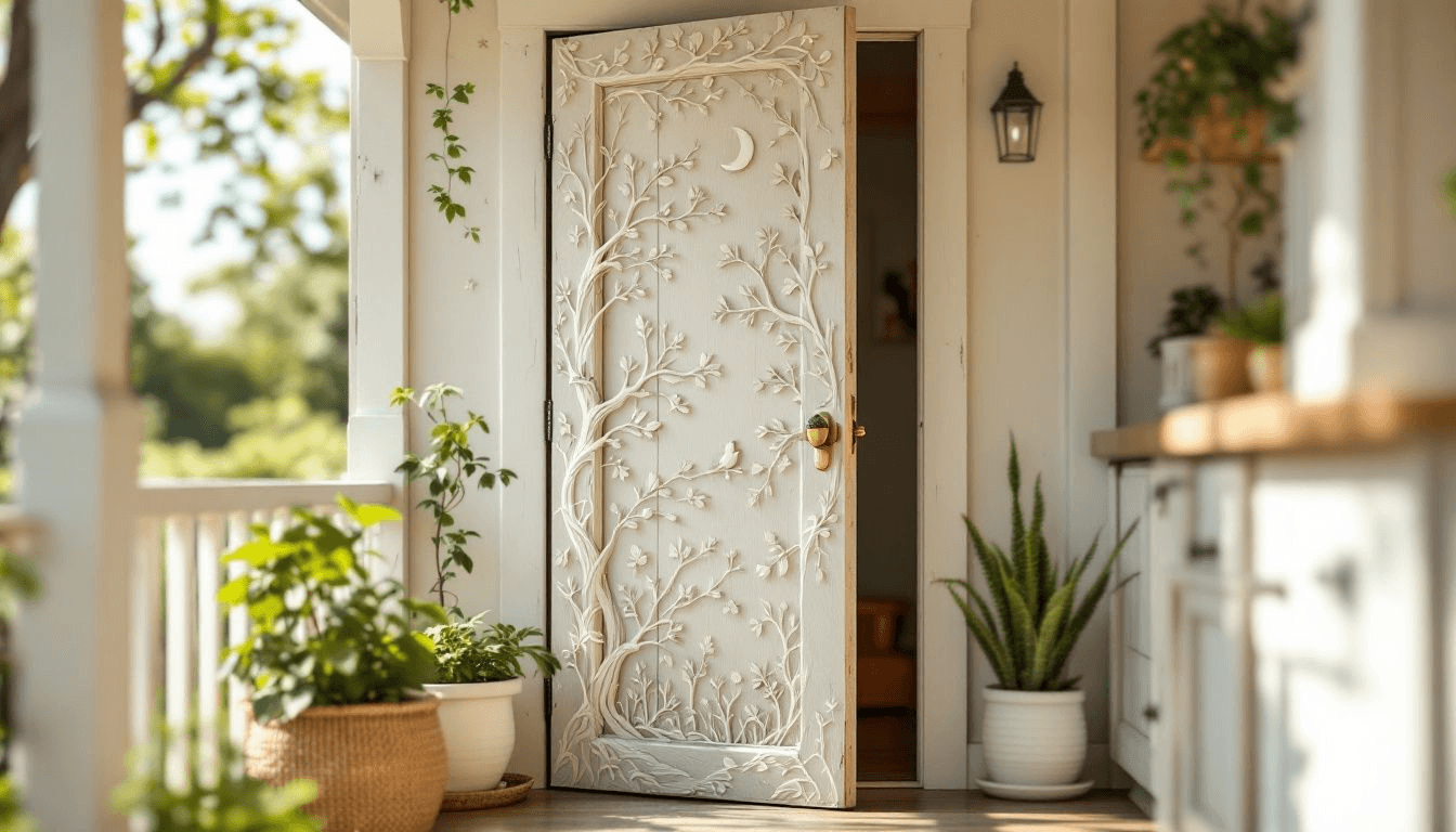 A beautifully designed entry door suitable for tiny houses.