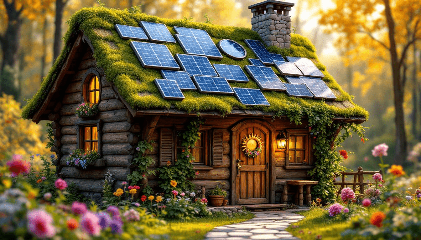 Solar panels installed on the roof of an off grid tiny home.