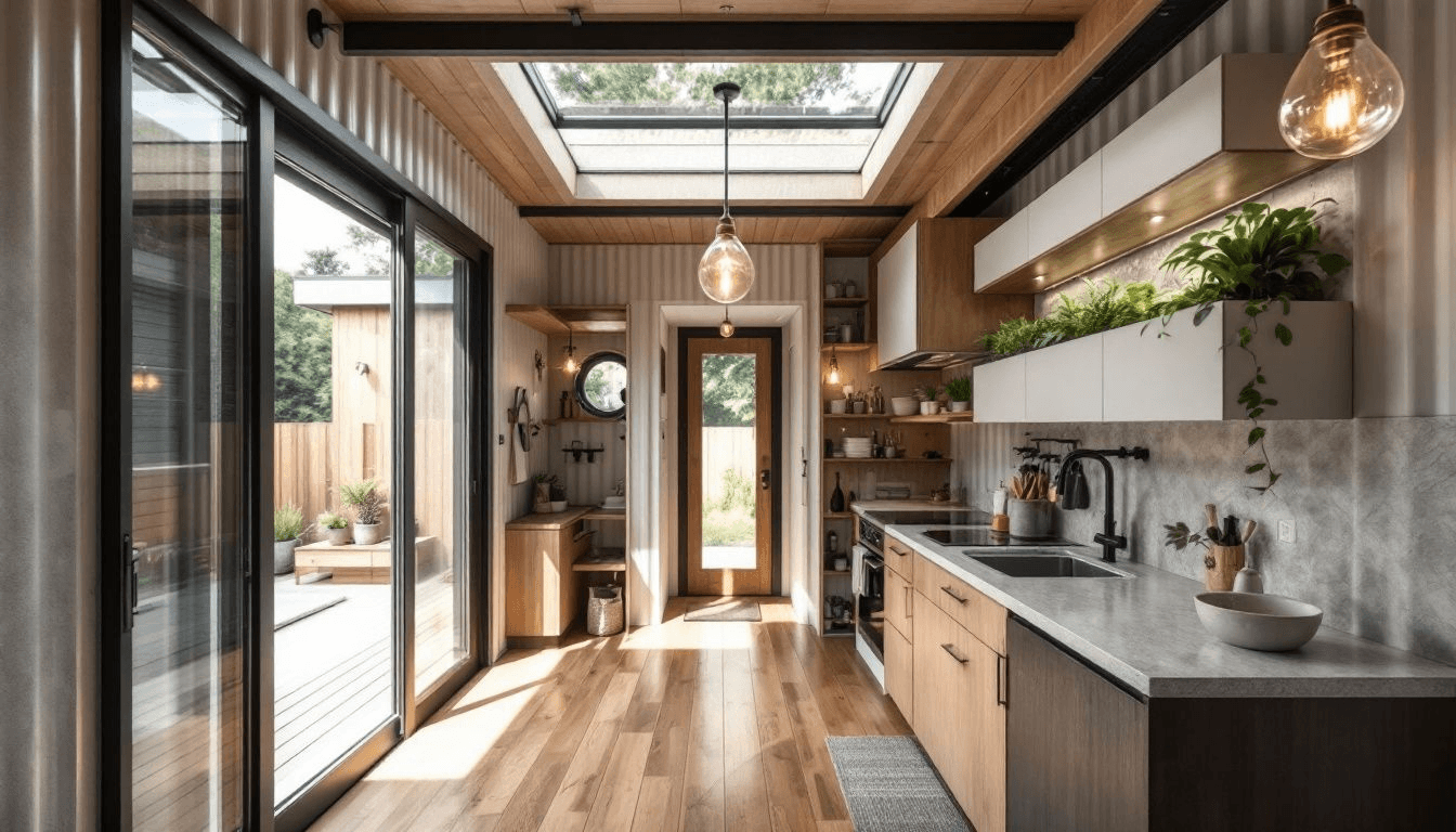 A shipping container tiny house showcasing modern design.