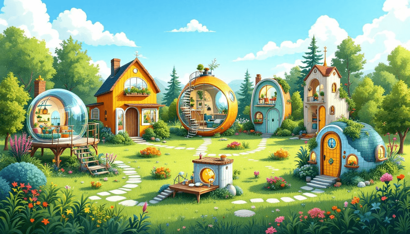 A collection of various self contained tiny homes.