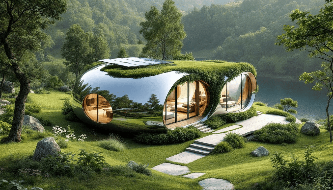 A tiny home illustrating sustainable living and a smaller carbon footprint.