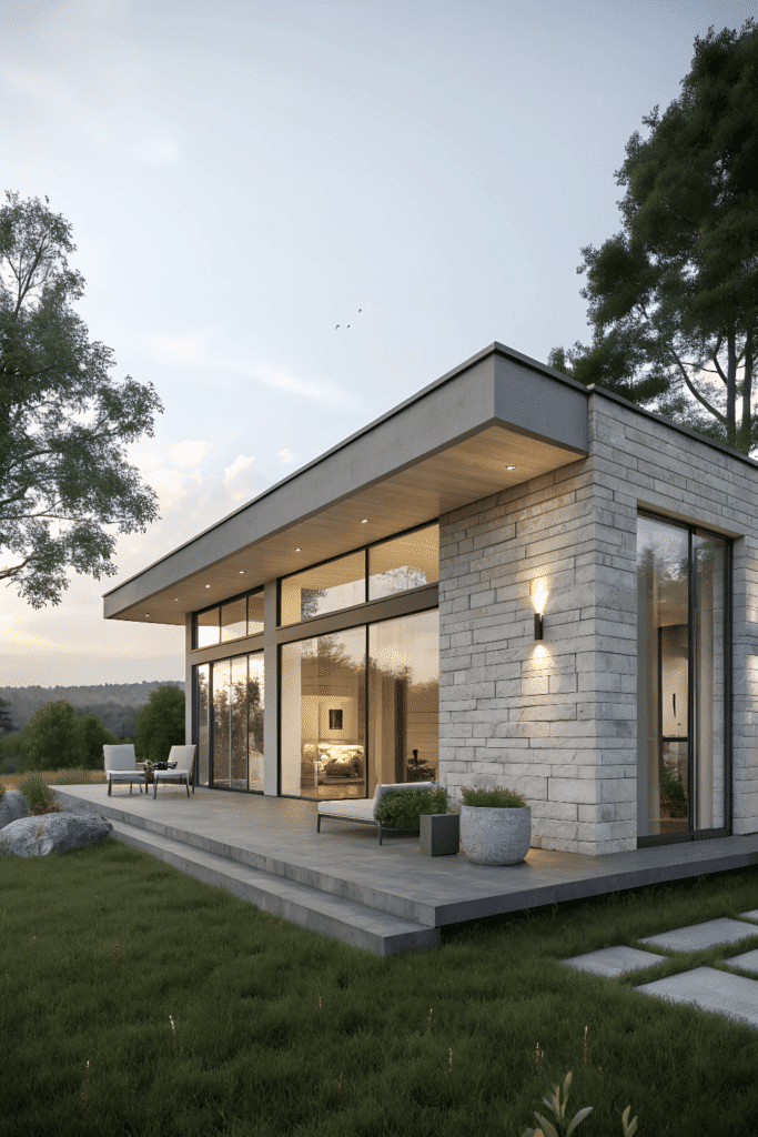 Modern minimalist stone home A modern minimalist stone home