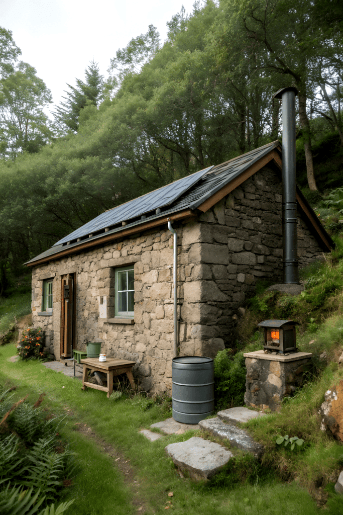 Offgrid stone tiny house Off Grid Tiny House made out of stone