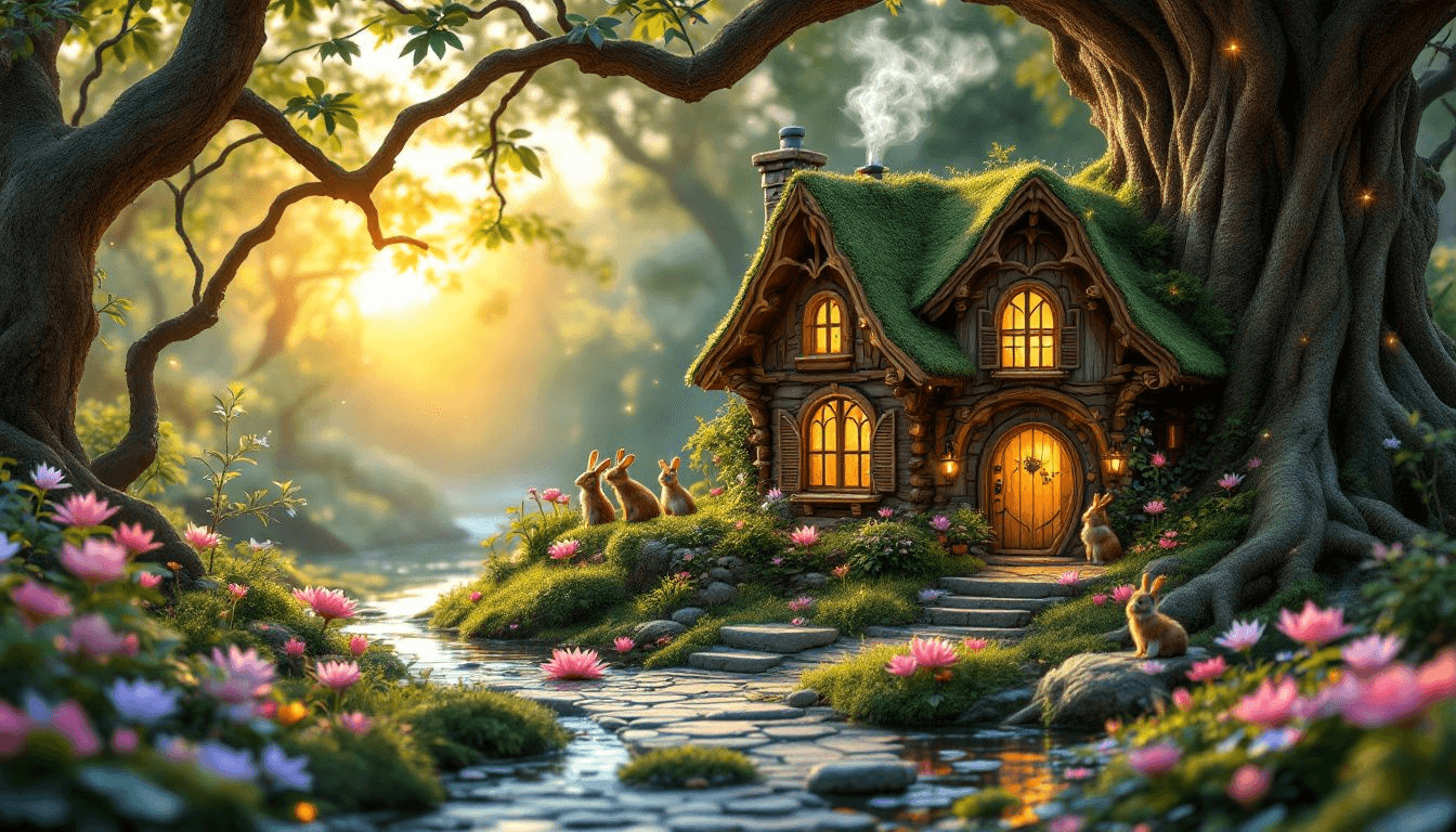 An enchanting tiny home surrounded by nature, showcasing its magical charm.