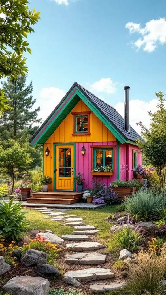 Community_living_benefits_of_a_tiny_house_park_1 People sitting around a fire in a tiny house park enjoying community living