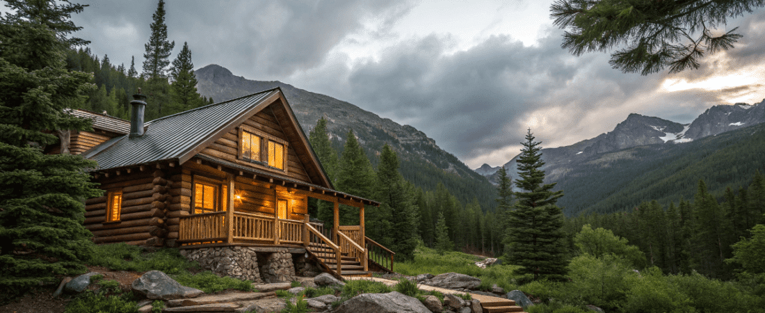 cozy log cabin in the mountains