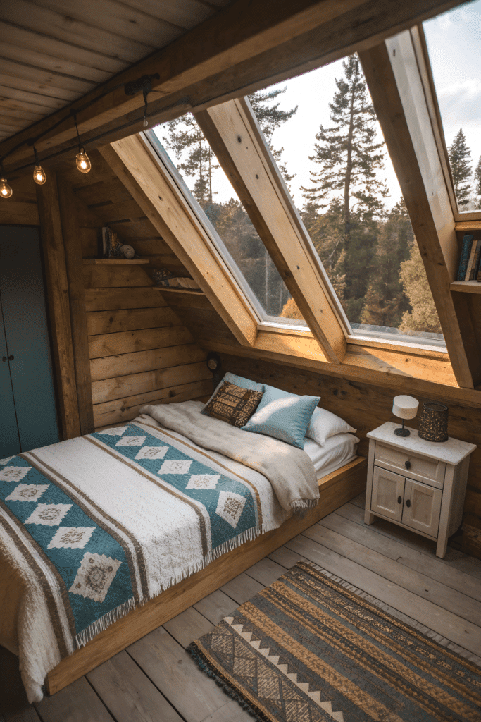 Cozy loft cozy loft with a bed and wooden floor