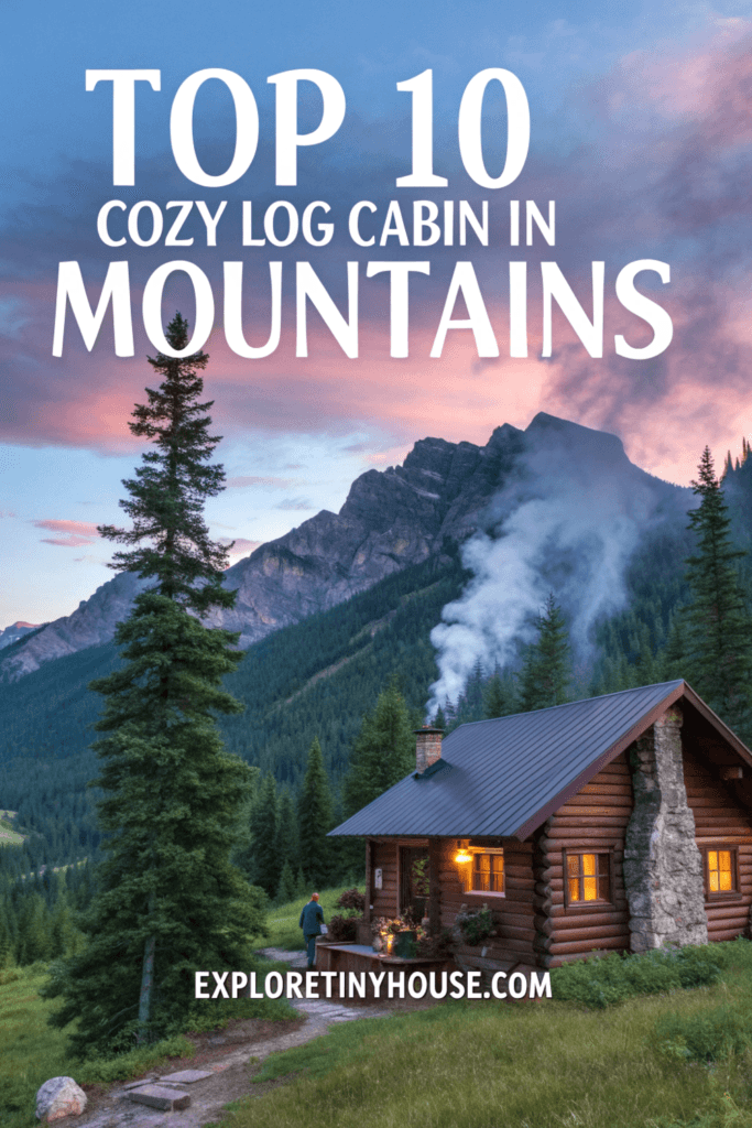 Cozy log cabin in mountains