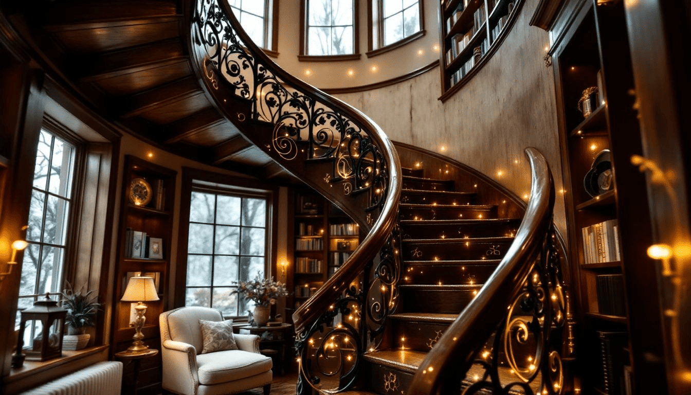Different types of spiral staircases suitable for tiny houses.