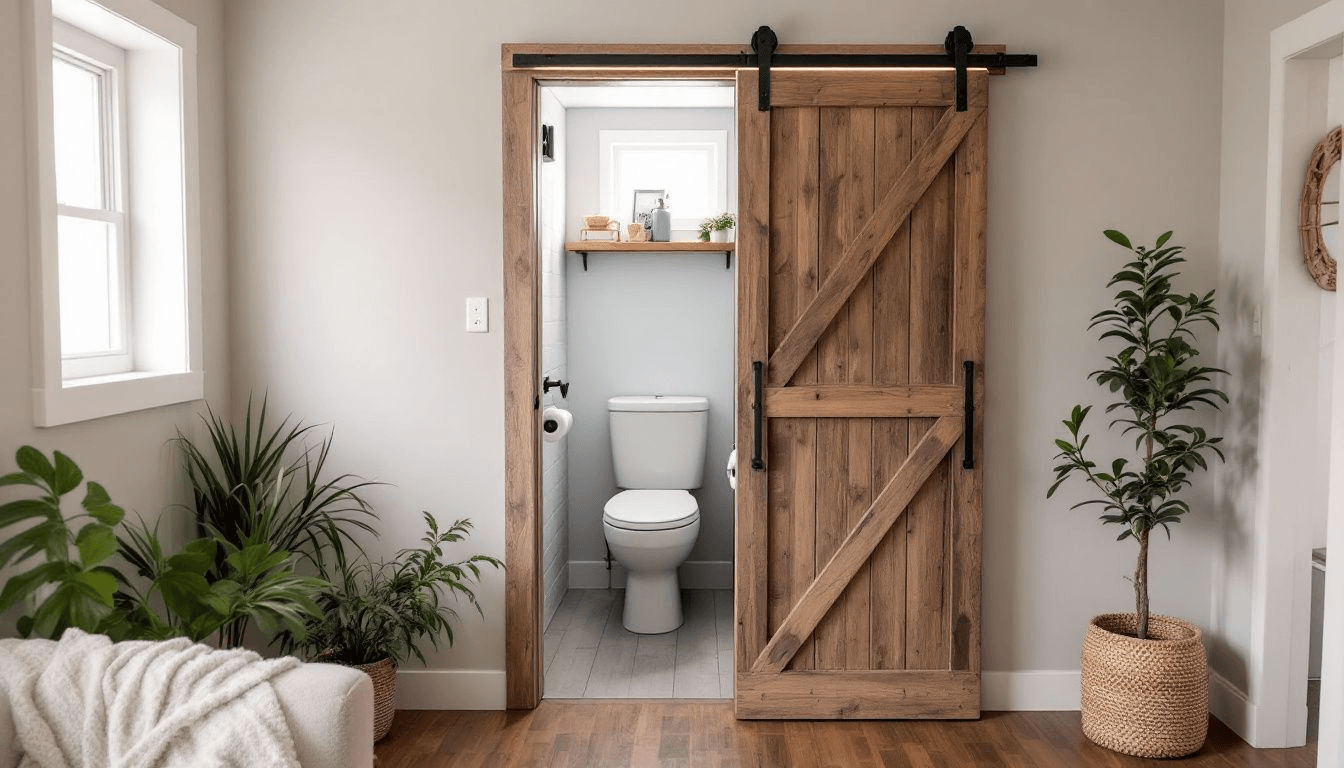 Space-saving bathroom door ideas for tiny houses.