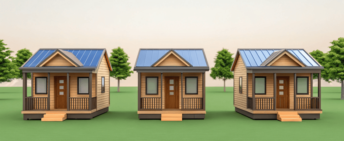 low income tiny homes on a green patch of land