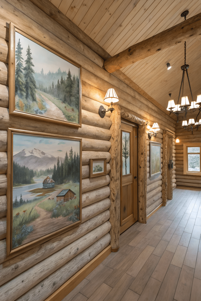Nature inspired artword nature artwork framed in wooden cabin