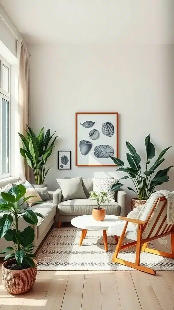 Natureinspired_color_palette A cozy living room with plants soft colors and natural touches
