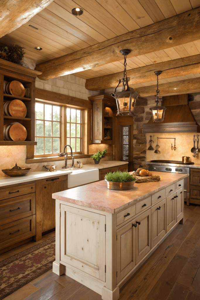 Rustic kitchen Rustic kitchen with copper pans hanging