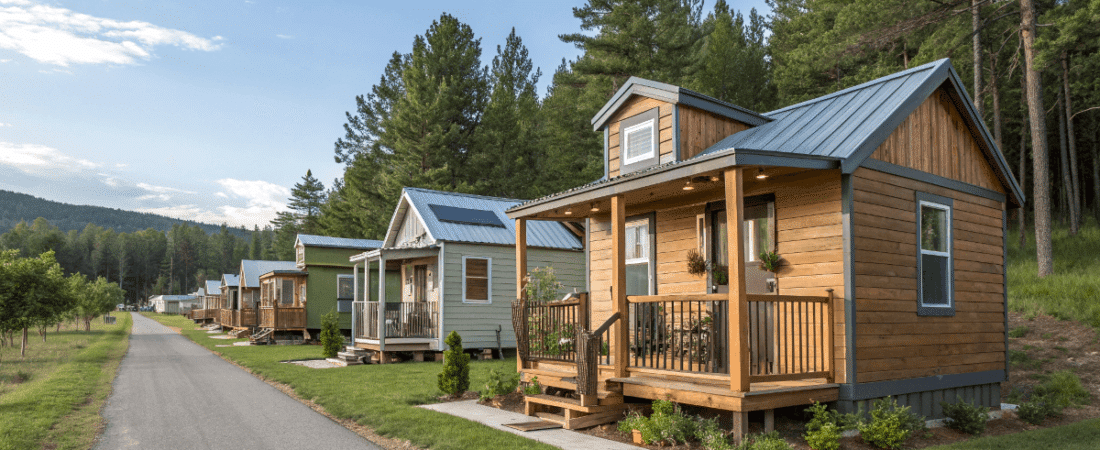 self contained tiny homes on a street