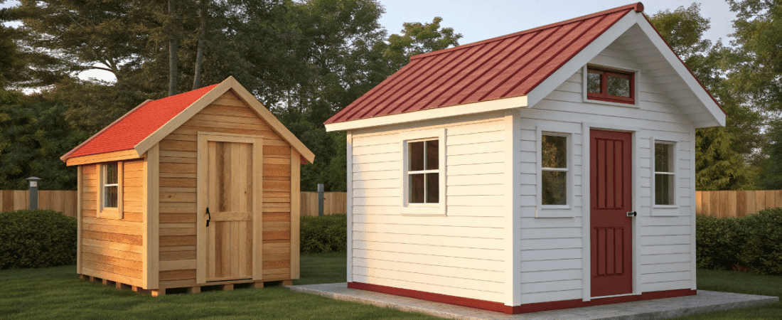 shed tiny house on a grass patch