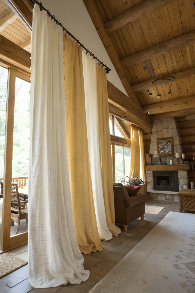 Soft curtains soft curtains in a cozy cabin