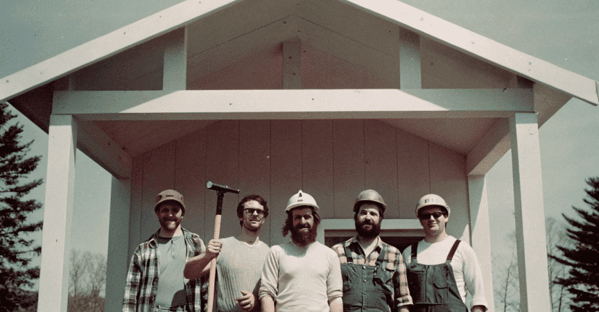 a group of tiny house builders