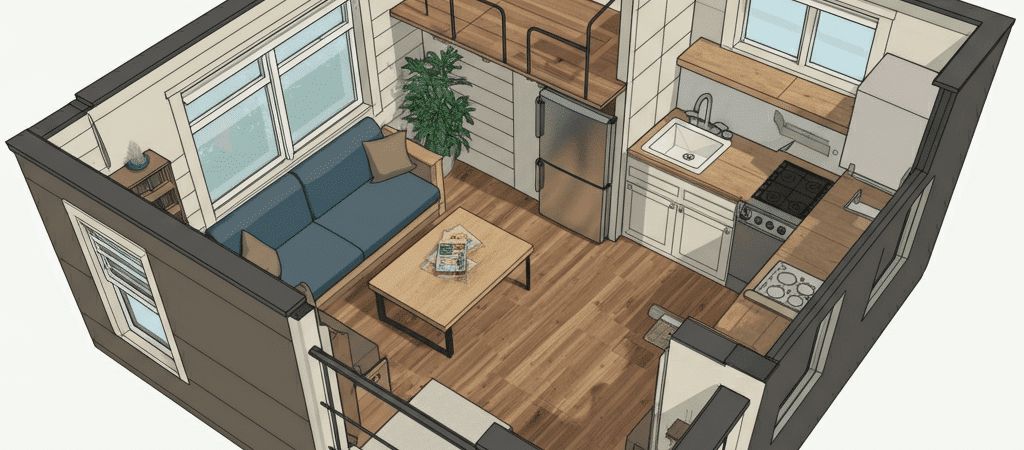 An image showing tiny house floor plans