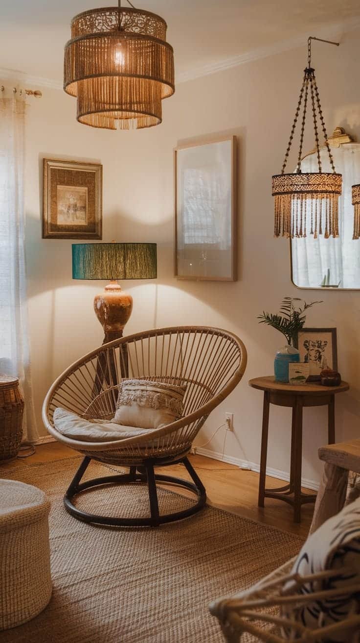 Bohemian_lighting_options Stylish bohemian lighting in a cozy living room setting