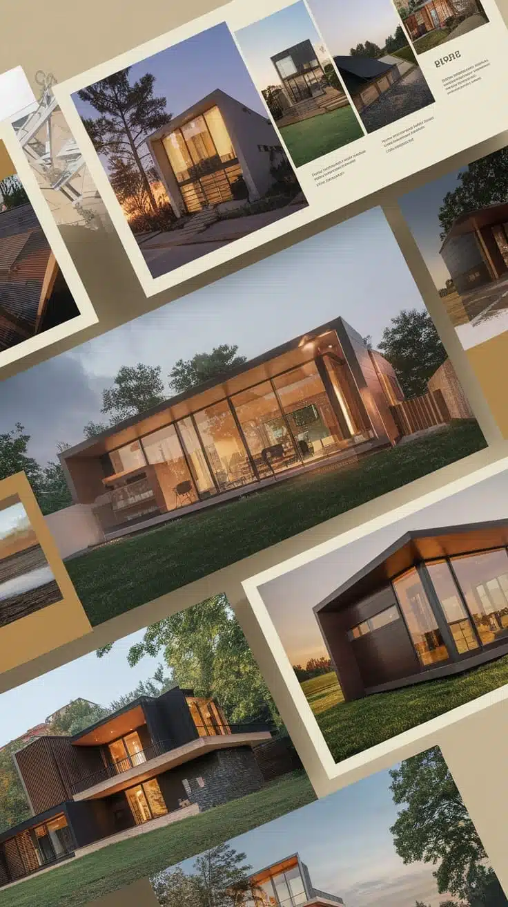 Case_studies_of_successful_eco_house_projects Collage of eco house modular designs showcasing modern architecture and sustainable features