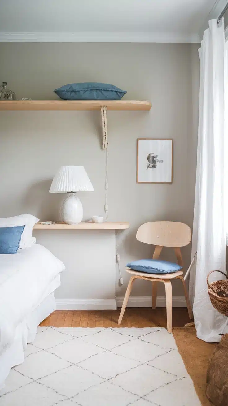 Chic_scandinavianstyle_bedroom Chic Scandinavian style bedroom with a light color palette and wooden furniture