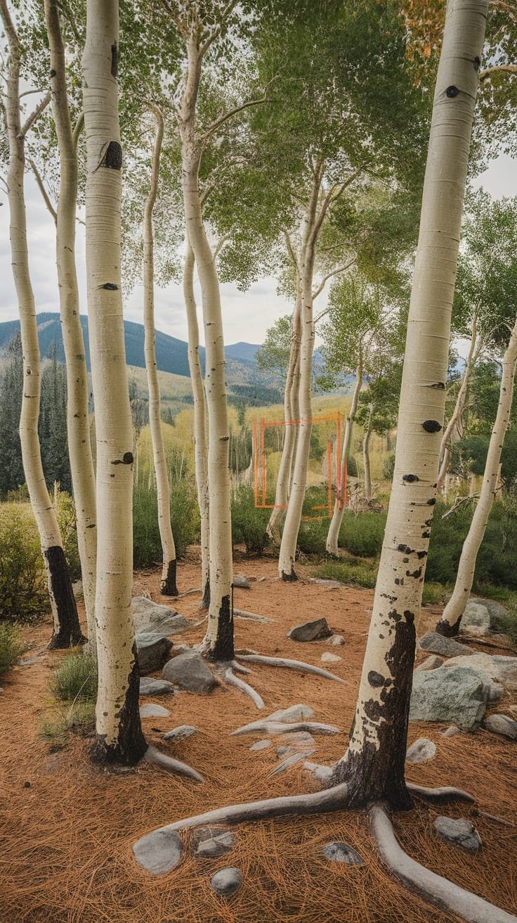 Choosing_the_right_location_in_aspen A peaceful wooded area with tall aspen trees and rocky ground