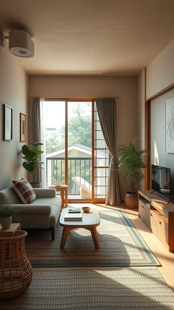 Color_palette_inspired_by_nature Interior of a small Japanese apartment with natural colors and plants