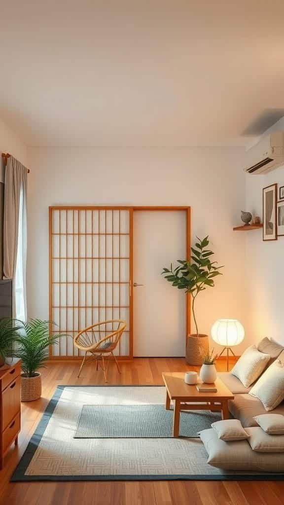Creating_tranquil_retreat_spaces_indoors Interior of a small Japanese apartment with a cozy and tranquil design