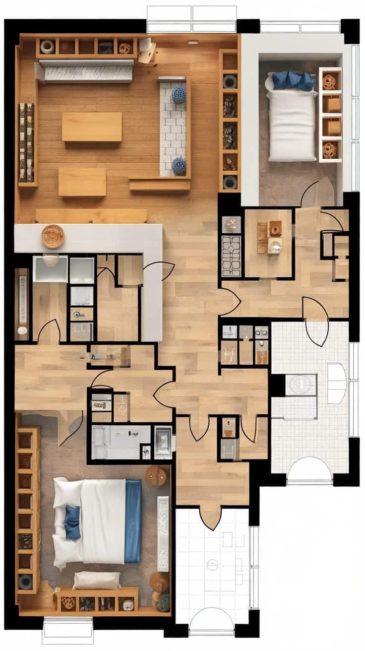 Creative_storage_solutions Mini mansion floor plan with creative storage solutions