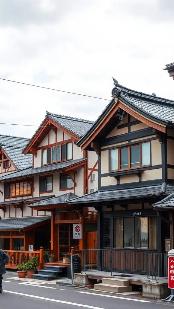 Cultural_influences_on_tiny_house_design A street view of tiny houses in Japanese style showcasing traditional architecture