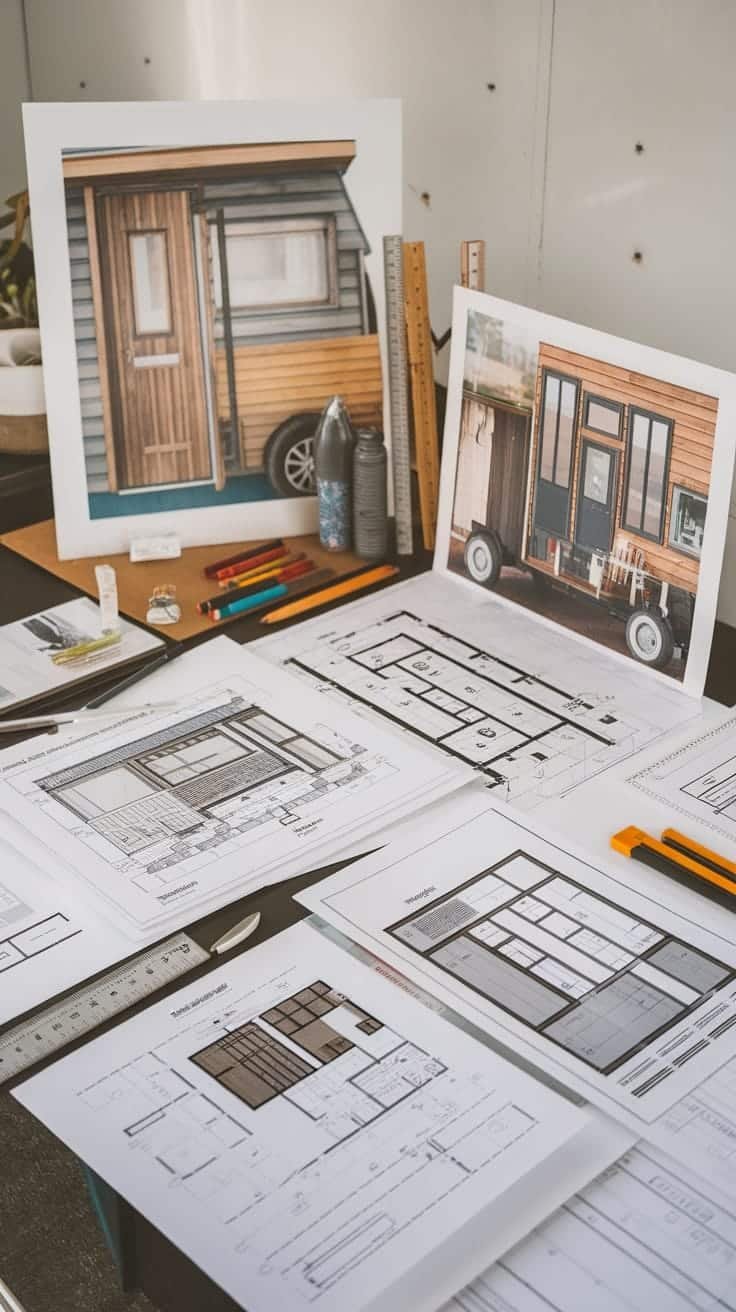 Customizable_layouts_to_fit_your_lifestyle Blueprints and images of tiny house camper designs showing customizable layouts