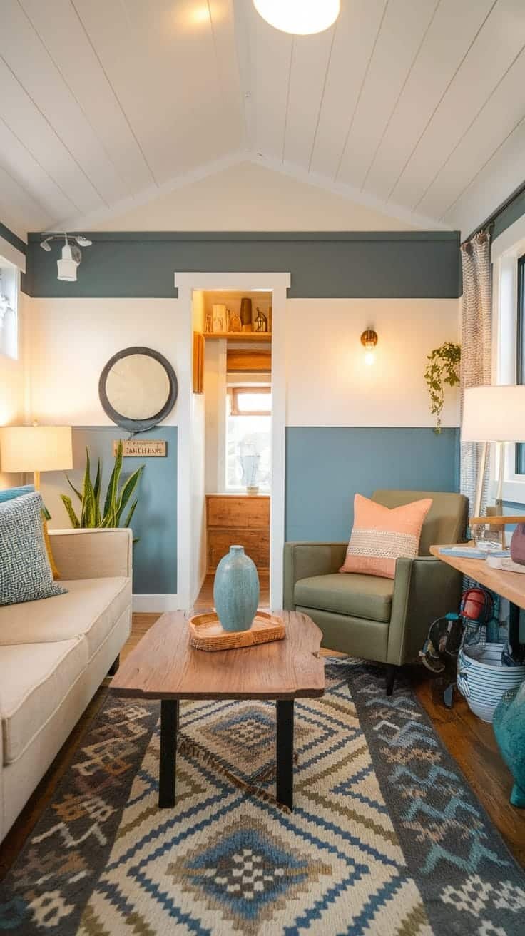 Decorating_ideas_for_tiny_home_interiors Interior of a cozy aspen tiny home with a modern design