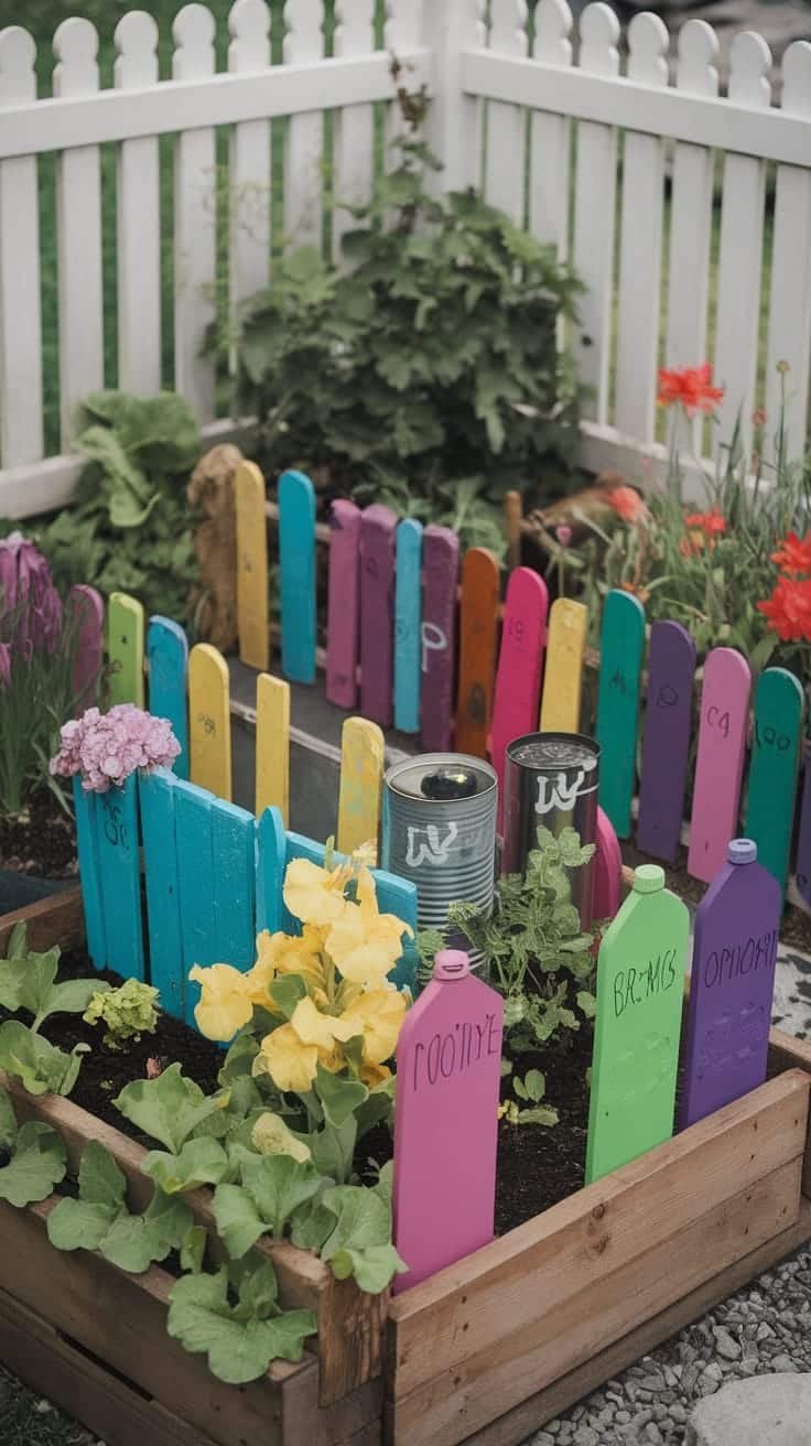 Diy_garden_markers_for_fun Colorful DIY garden markers in a small garden