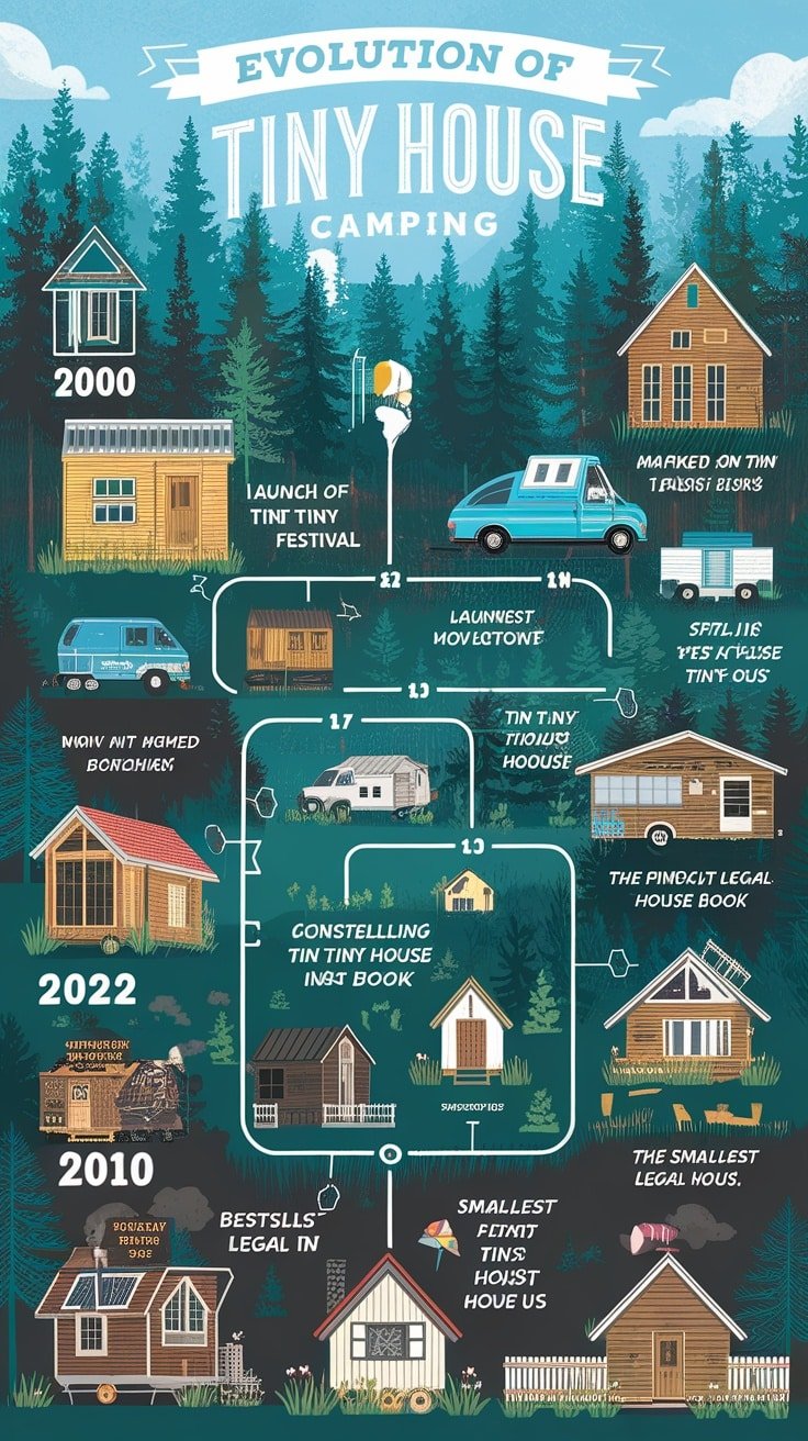 Exploring_the_tiny_house_movement Illustration of the evolution of tiny house camping from 2000 to 2022