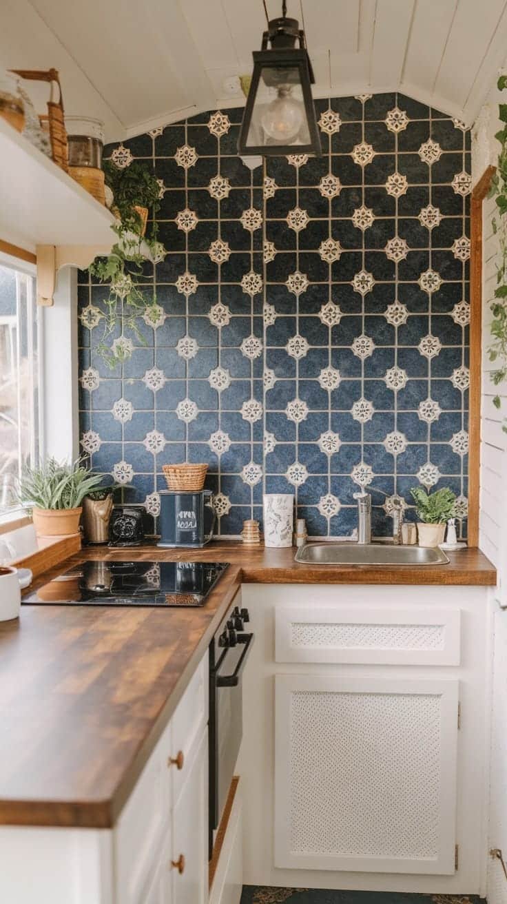 Incorporating_traditional_spanish_tiles Cozy kitchen featuring traditional blue and white Spanish tiles