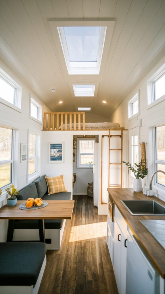 Tiny Home Big Impact Maximizing Light And Space With Light Hardwood Flooring