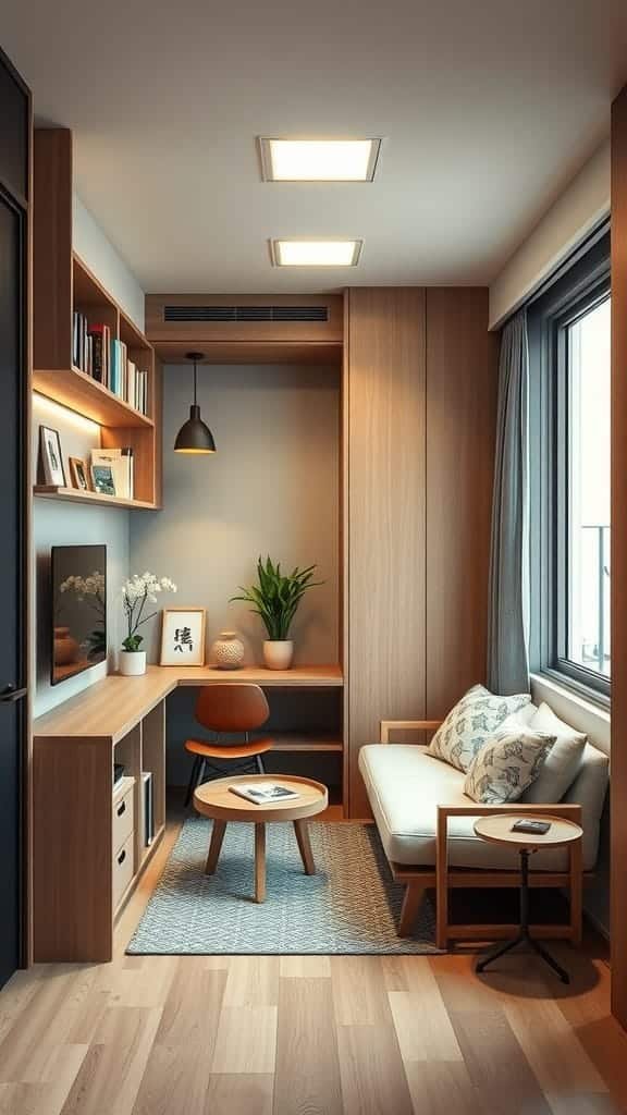 Multifunctional_furniture_for_small_spaces Interior of a small Japanese apartment with multi functional furniture