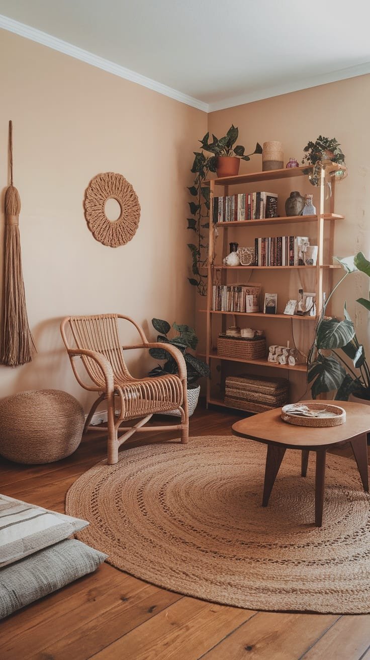 Natural_materials_in_decor A cozy gypsy bohemian living room with natural materials