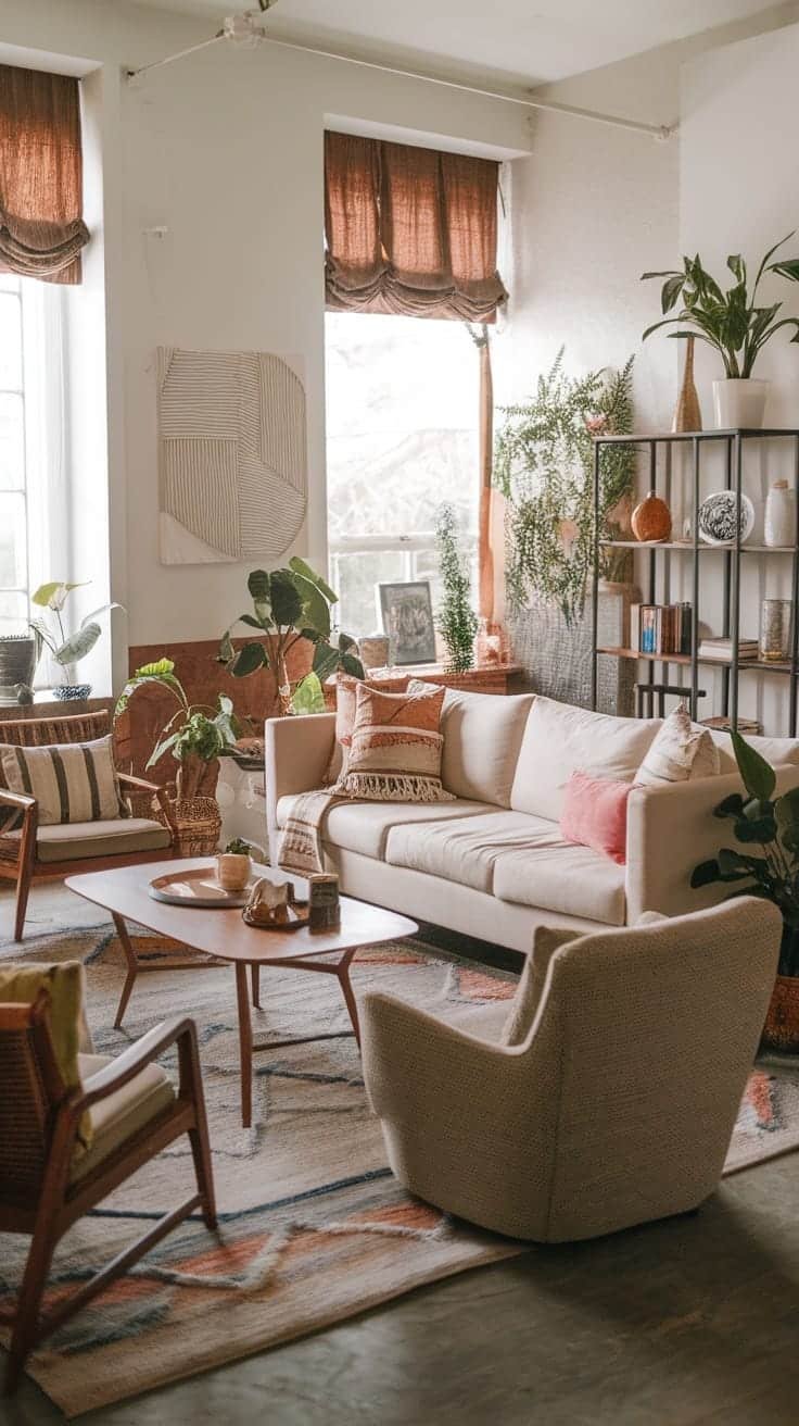 Stylish_window_treatments Stylish window treatments in a cozy bohemian living room