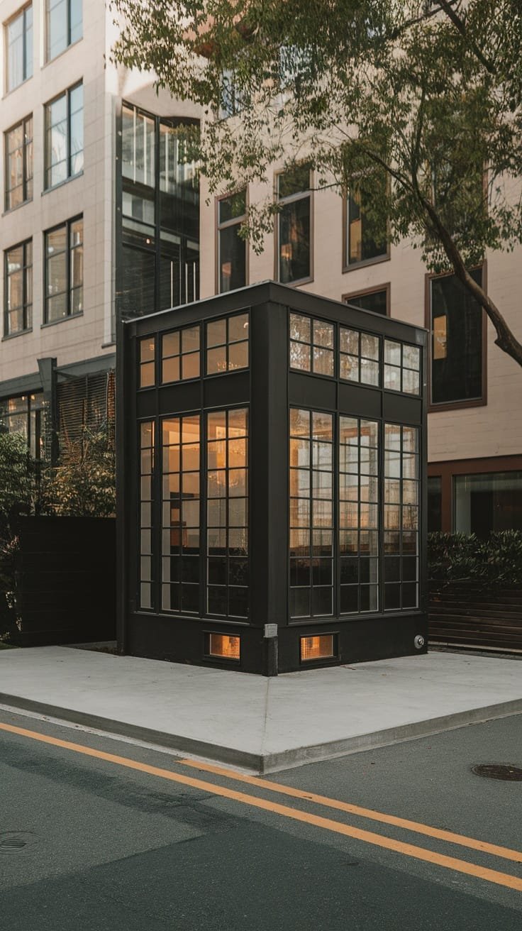 Urban_small_home_inspirations A modern small home with large windows located on a street corner