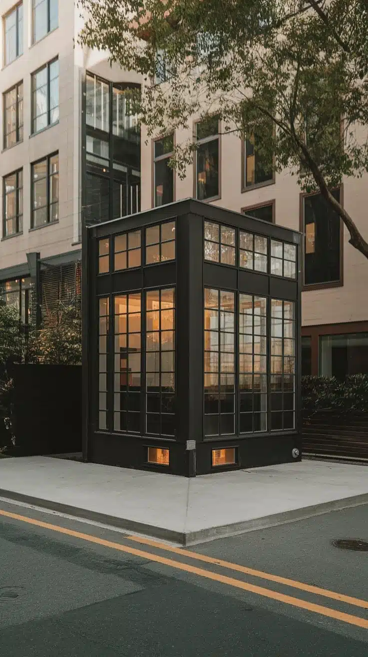 Urban_small_home_inspirations A modern small home with large windows located on a street corner