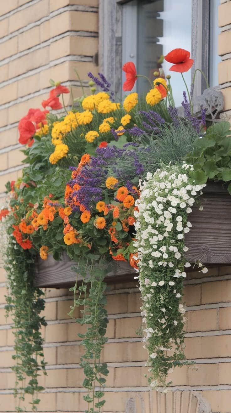Window_box_beautification A colorful window box overflowing with flowers