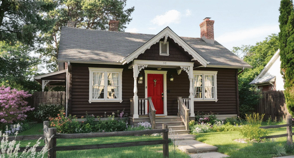 Restored folk victorian A restored Folk Victorian tiny home with a red door
