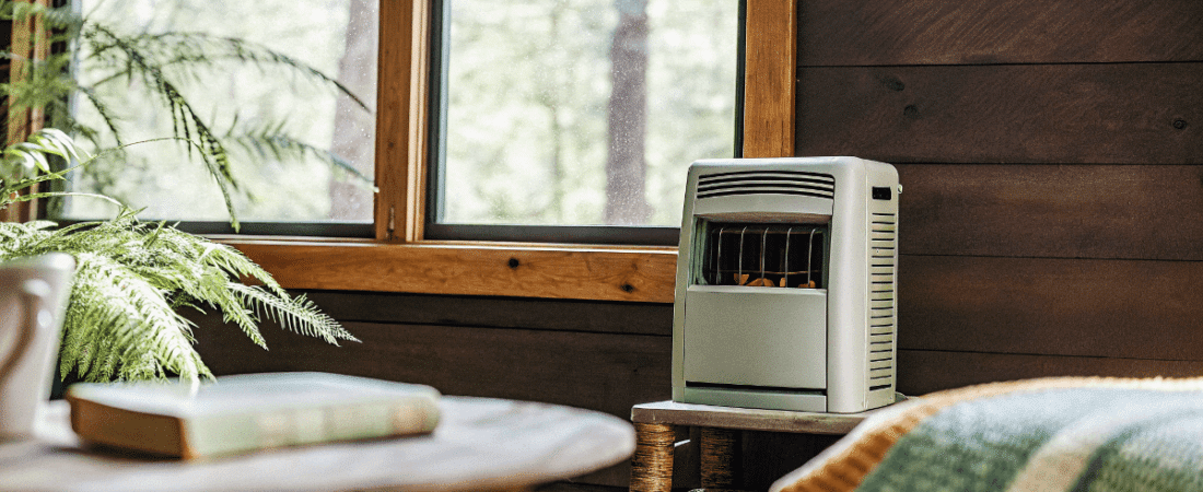 Propan heater in a cozy living room