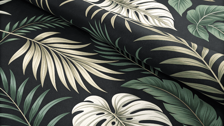 Blackbotanicalprints Botanical printed wallpaper on a black background