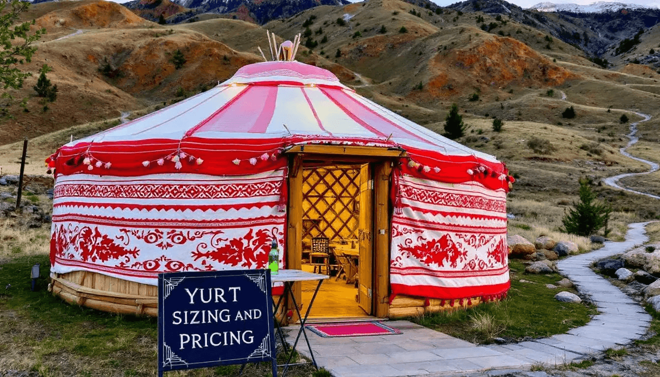 1552bfbd866144c5996f5a1e4b75c7b1 An informative graphic displays various sizes and pricing options for freedom yurt cabins showcasing their rustic wood structures and features like insulation rain diverters and wind kits The image highlights how these engineered yurts can suit different needs from cozy mountain retreats to permanent homes emphasizing their versatility and the comfort they provide for friends and families