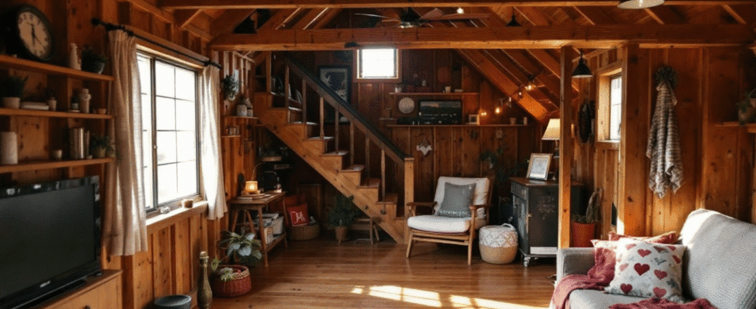 A cozy interior of a wooden cabin featuring a warm rustic aesthetic with a focus on natural materials and textures The style of the image is a photograph with a close up view of the interior details