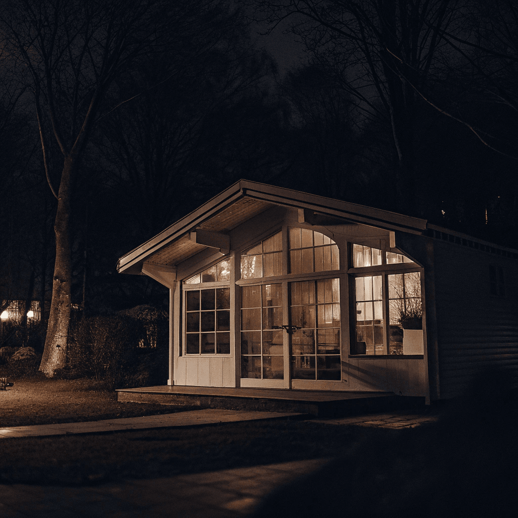Scandinavianstyle micro home Scandinavian tiny house with white exterior and big windows